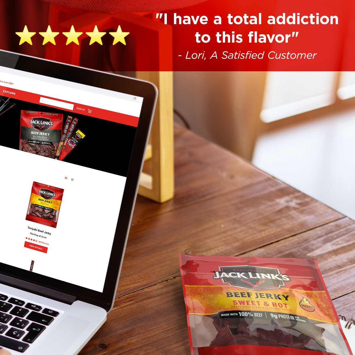 Sweet & Hot Beef Jerky - Single,3.25 oz