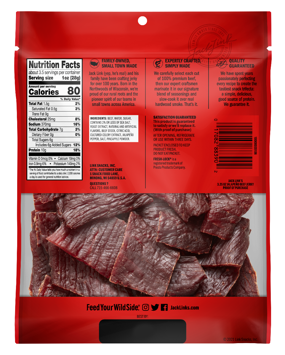 Jalapeño Beef Jerky - Single,3.25 oz