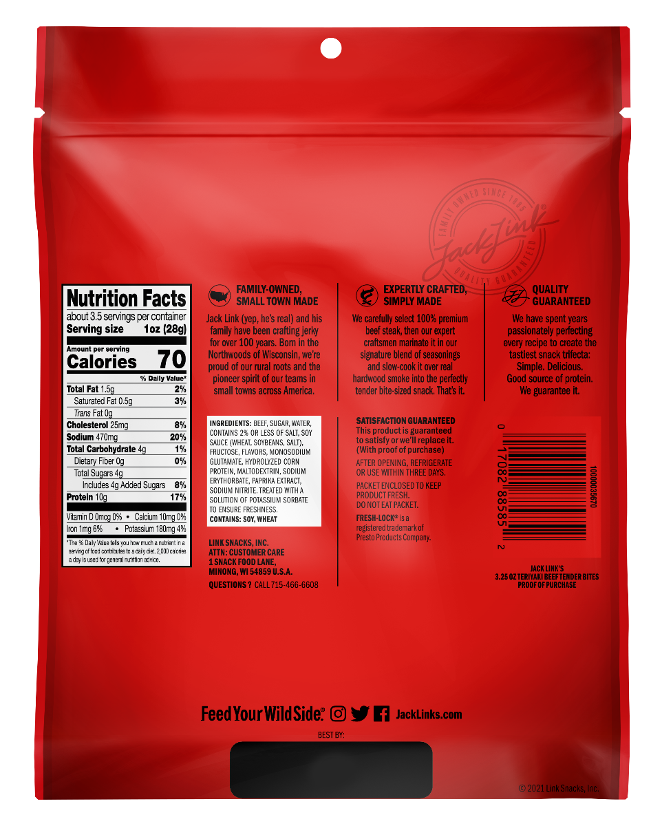 Teriyaki Beef Tender Bites - Single,3.25 oz