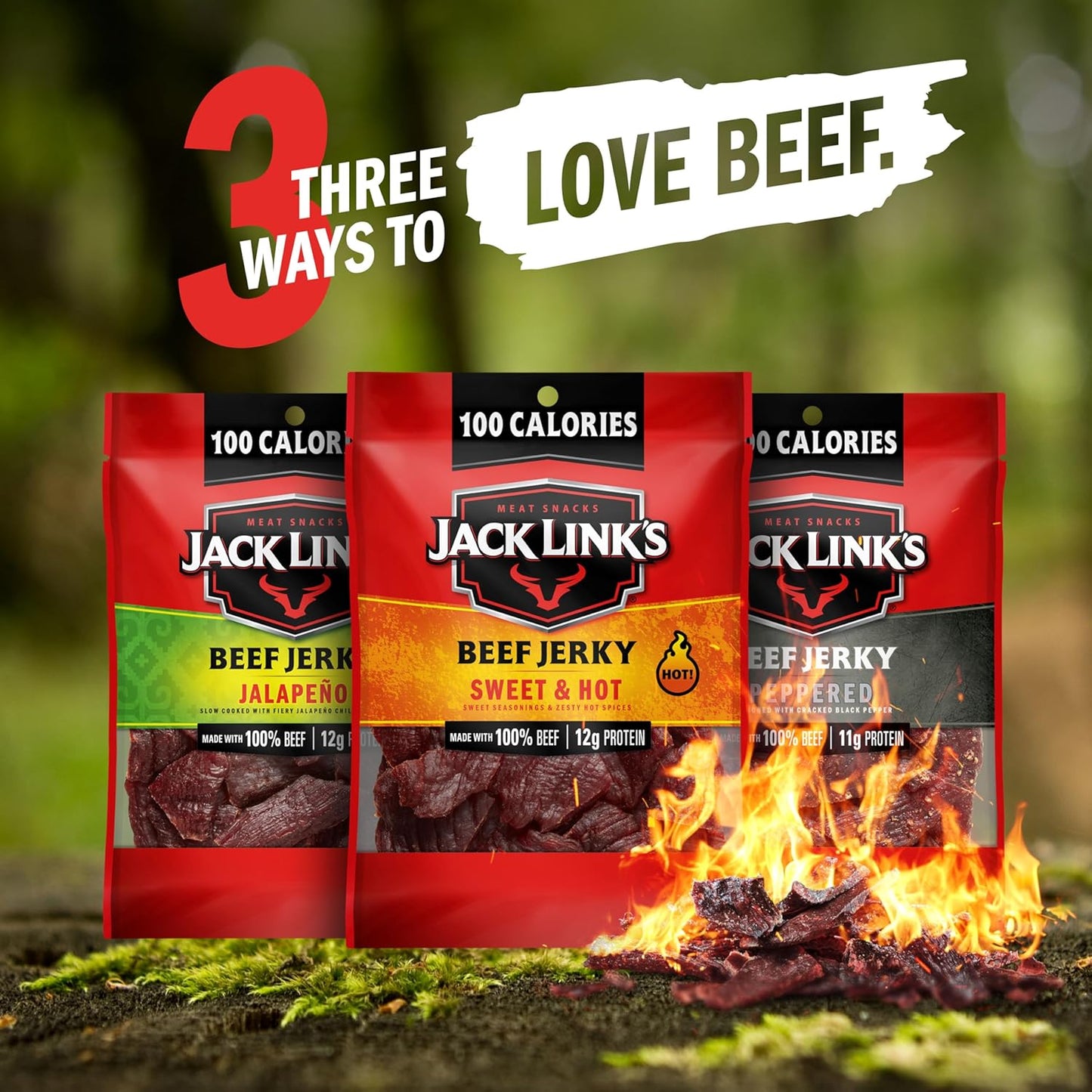 Bold Beef Jerky Variety Pack – Sweet & Hot, Jalapeno & Peppered, 15-Pack, 1.25 oz Each